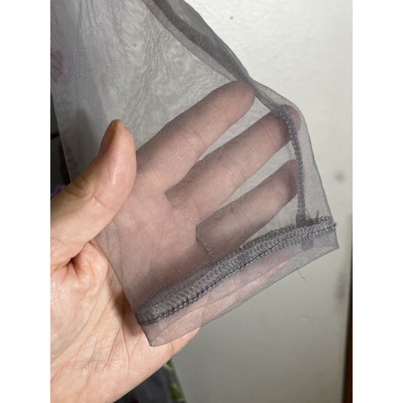 Retro Floral Mesh Maxi Dress Gray XL Whimsical Romantic Fairy Sheer Colorful Art - Picture 4 of 10